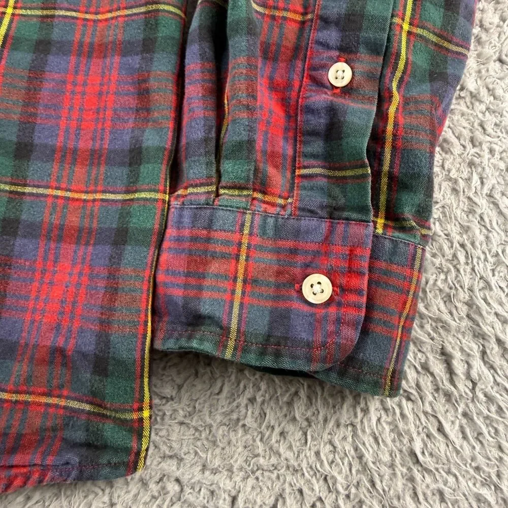 Polo Ralph Lauren Classic Fit Plaid Oxford Shirt Mens Large Red Tartan Check